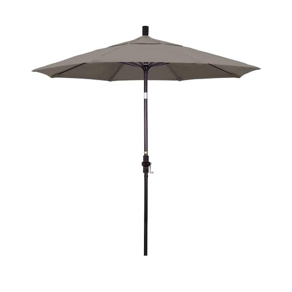 California Umbrella 7.5 ft. Bronze Aluminum Market Patio Umbrella Collar Tilt Crank Lift in Taupe Pacifica