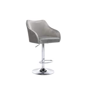 46 in.Gray Modern Low Back Polyester Fabric Upholstery Bar Stools with Back and Footrest