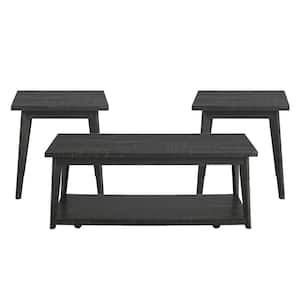 Rory Black Rectangle Wood Occasional Table Set (3-Pieces)