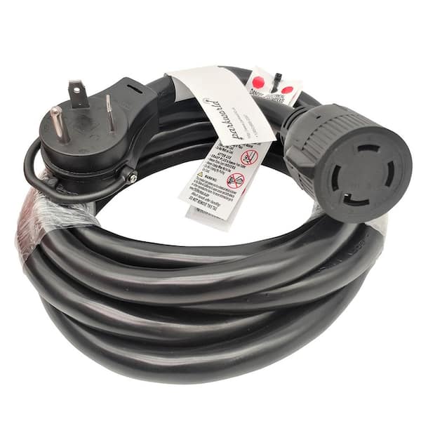 parkworld 10 ft. 10/3 3-Wire RV 30 Amp 125-Volt NEMA TT-30P Plug to Generator L14-30R Transfer Switch Adapter Cord(2-Hots Bridged)