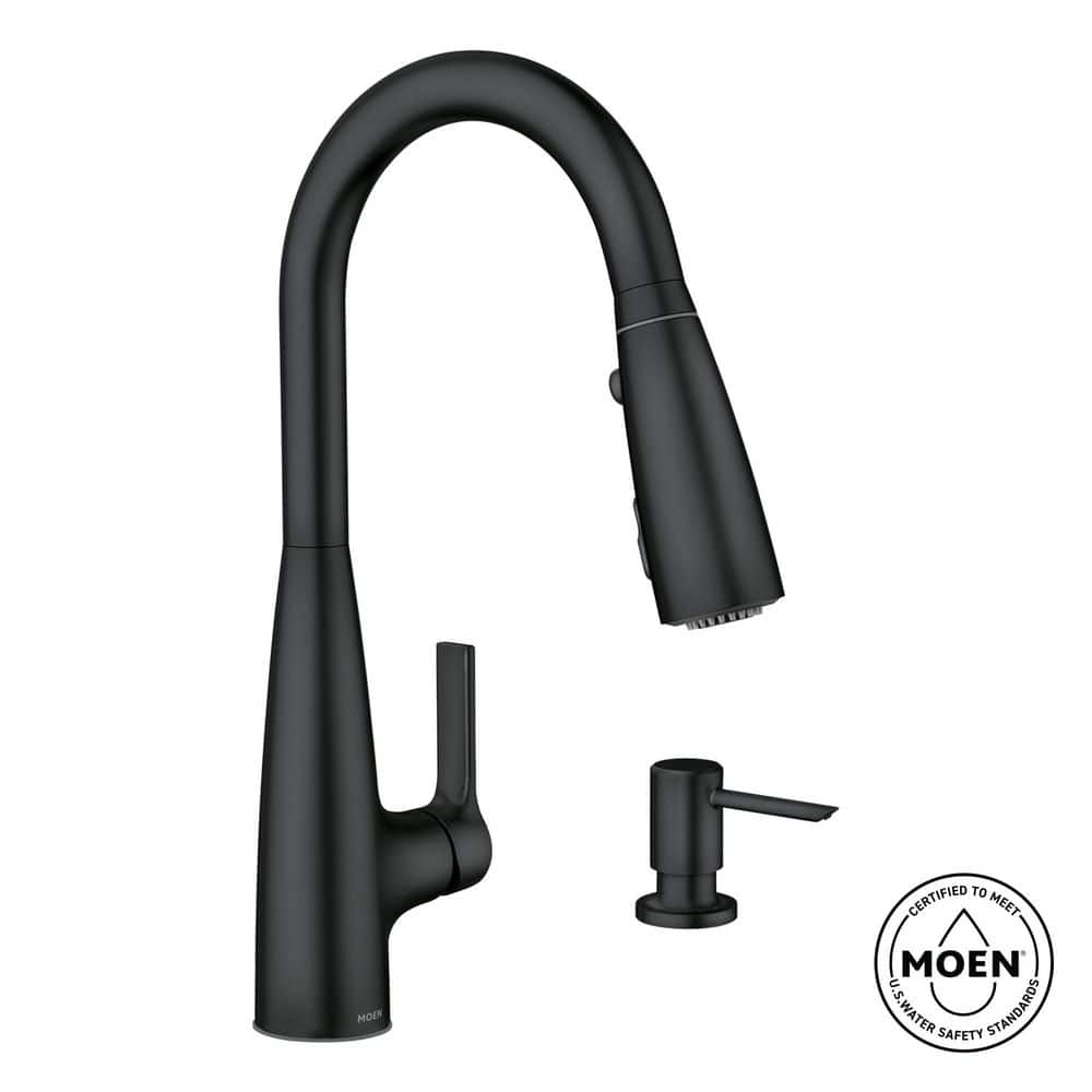 Haelyn Matte Black 16 in. H Pull Down Sprayer Kitchen Faucet ColorCue with 360 Degree Spout Swivel and Power Boost price history on PriceWatchPro