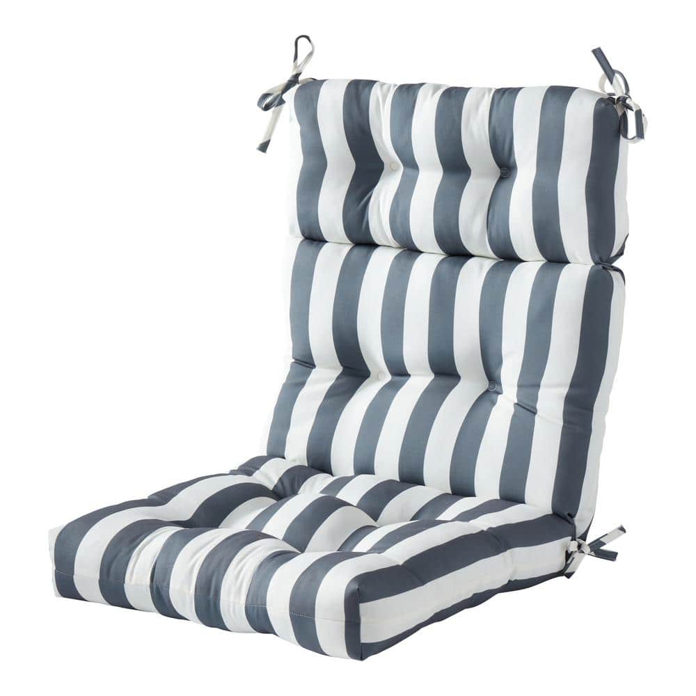 Canopy Stripe Gray 2 Count Greendale Home Fashions Outdoor 42x21-inch Seat/Back Chair Cushion