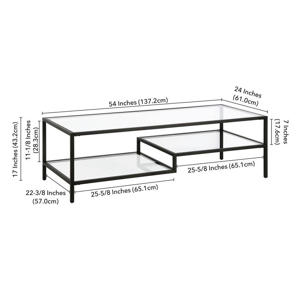 Lovett 54" Blackened Bronze Rectangular Metal Coffee Table