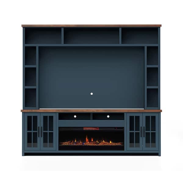 Bridgevine Home Nantucket Denim & Whiskey TV Stand Fits TV's up to 85 in. with Electric Fireplace
