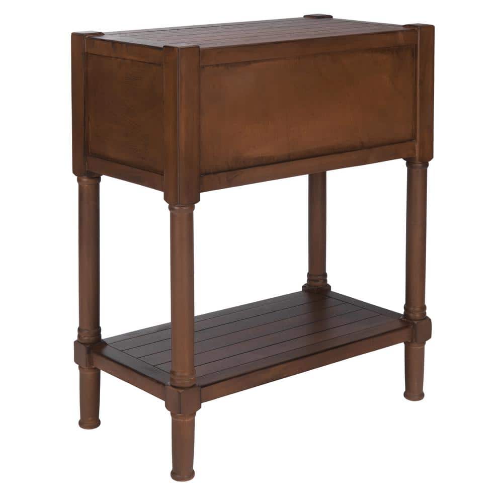 Brown Wood and Metal Console Table with Storage