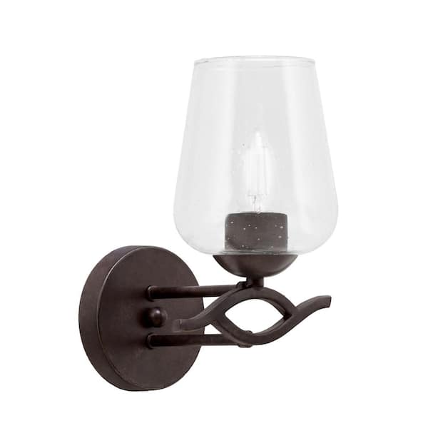 Unbranded Revo 1-Light Dark Granite Wall Sconce With 5 in. Clear Bubble Glass