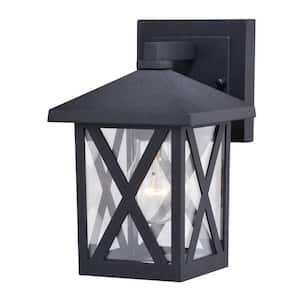 Rockford Black Aluminum 1-Light LED Compatible Transitional Outdoor Wall Lantern Clear Glass