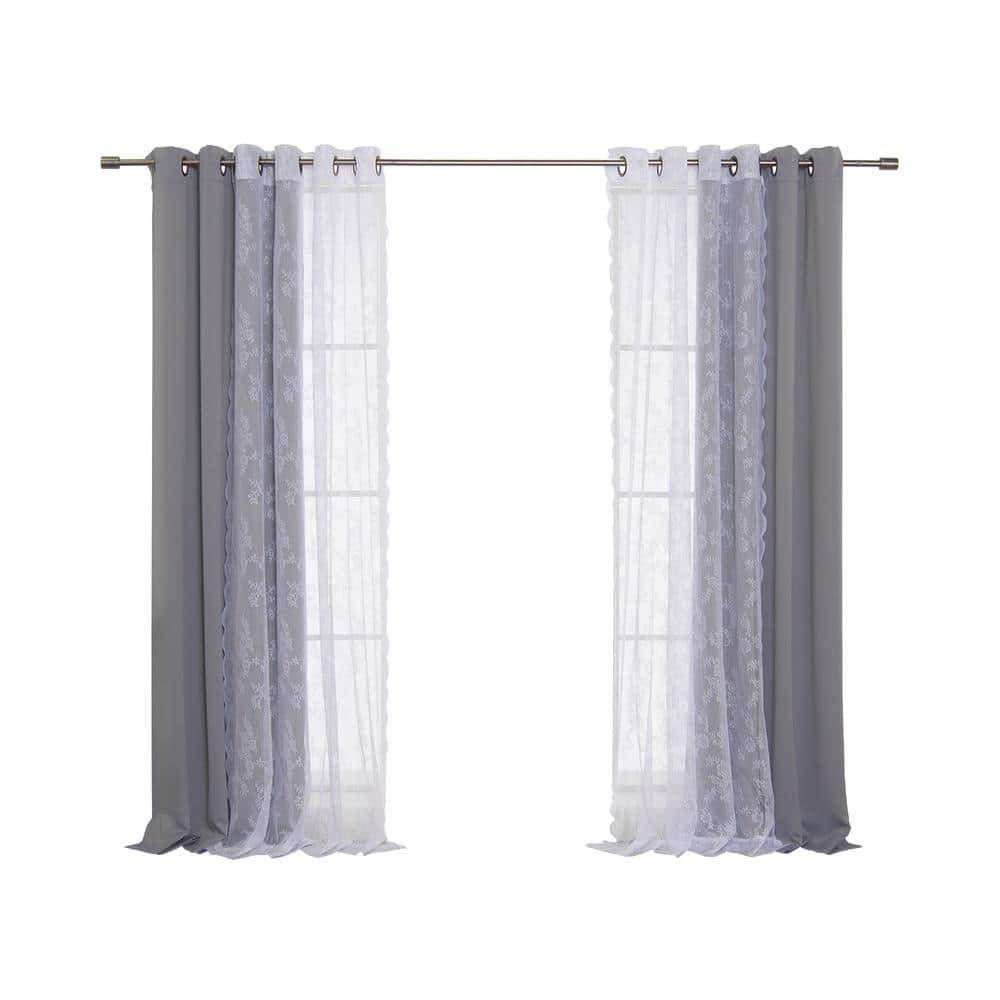 Best Home Fashion Gray Polyester Solid 52 In W X 96 In L Grommet   Gray Best Home Fashion Blackout Curtains Mm Gr Rose Gr 96 Grey 64 1000 