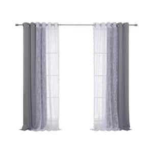 Gray Polyester Solid 52 in. W x 96 in. L Grommet Blackout Curtain (Set of 2)