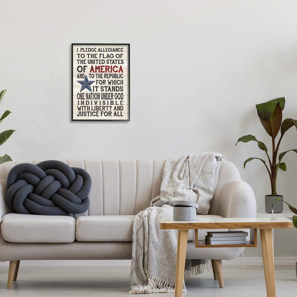 Rustic Americana Pledge of Allegiance Wood Framed Wall Art, 16 x 20