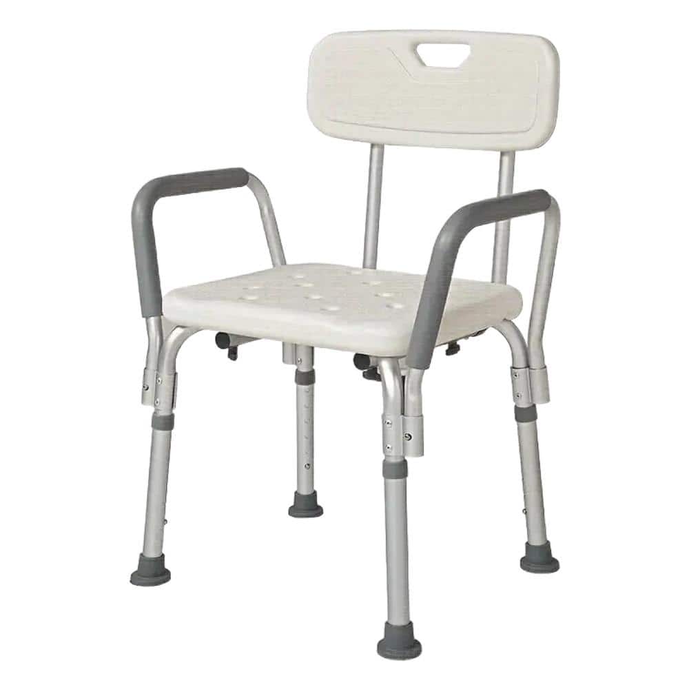 HSA/FSA Eligible Shower Chair with Arms and Back, Padded Shower Seat for  Inside Shower with Grab Bar/Toiletry Bag, Tool-Free Shower Seat for  Bathtub