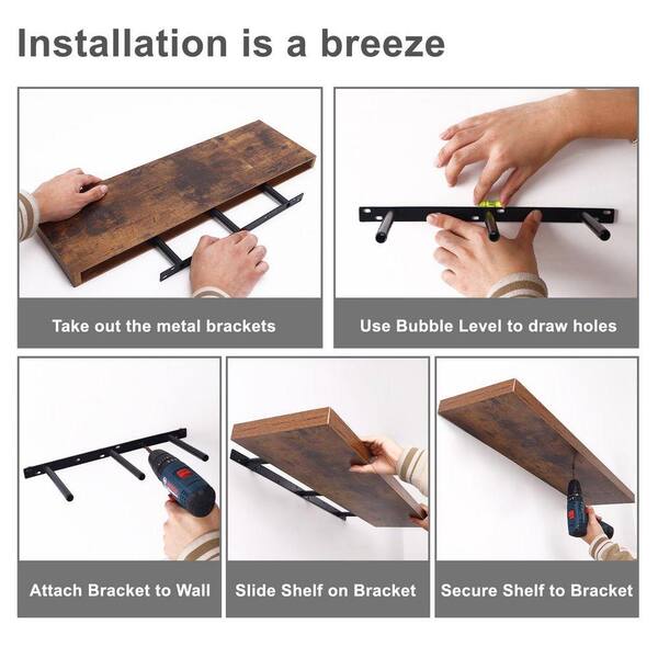 22 in. W x 6.7 in. D Rustic Brown Floating Shelves for Wall Set of