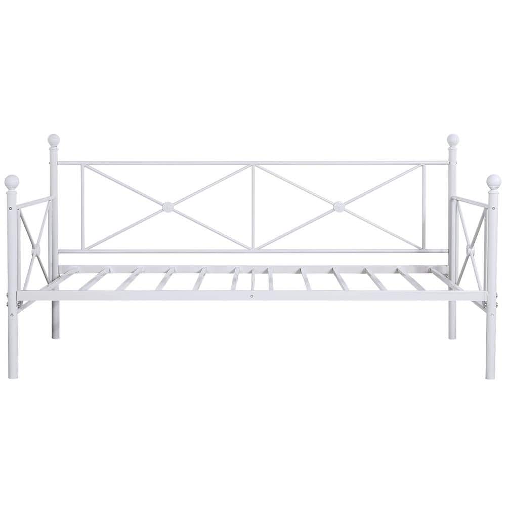 VECELO Classic Metal White Twin Size Daybed Frame，Multifunctional