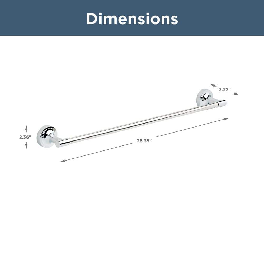Polished Chrome 24-Inch Wall Mounted Single Towel Bar