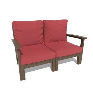 Bespoke 1-Piece Plastic Outdoor Deep Seating Loveseat with Firecracker Red Cushions