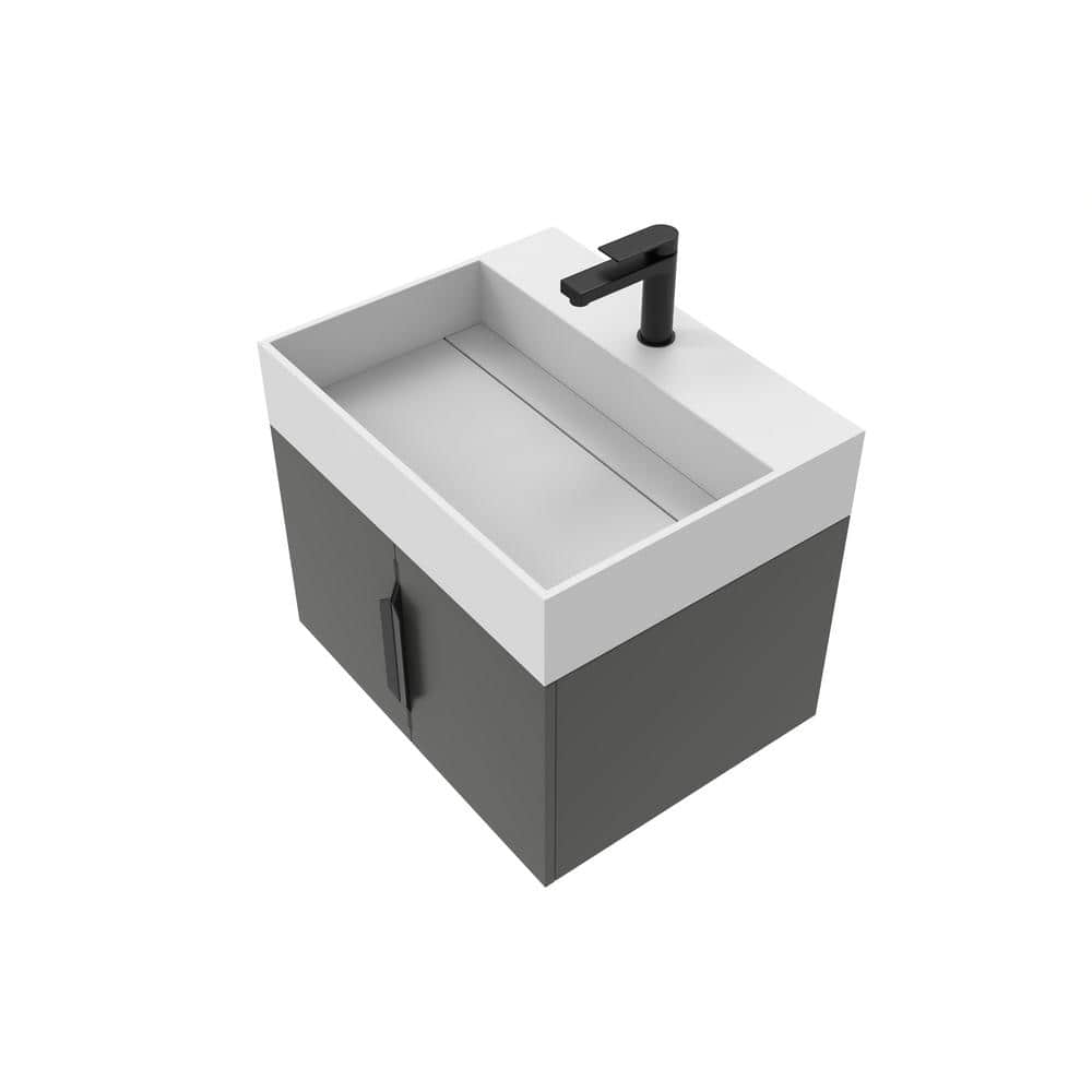 Maranon 24 in. W x 18.9 in. D x 19.25 in. H Single Sink Bath Vanity in Black with Black Trim with White Top price history on PriceWatchPro