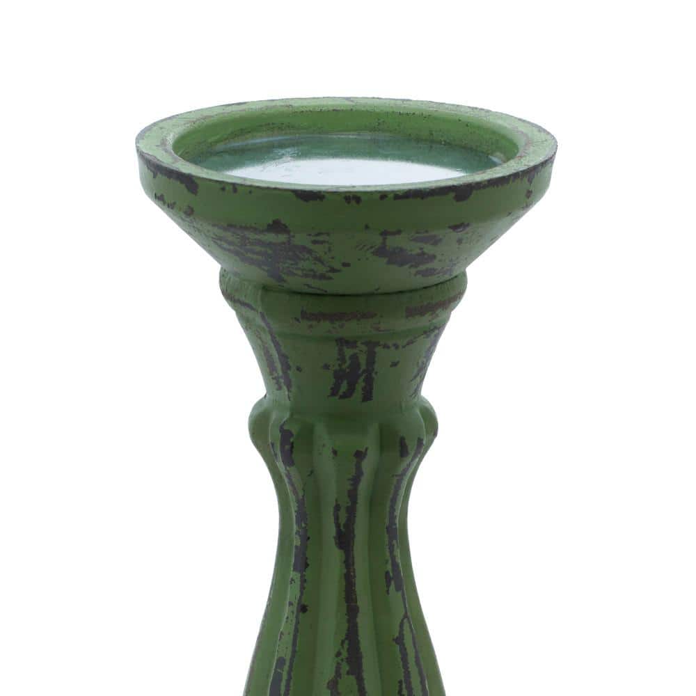 Elegant Green Wood Candle Lantern Trio 15" Height