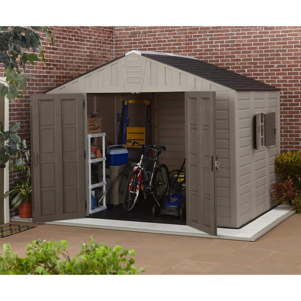 US Leisure 10 ft. x 8 ft. Keter Stronghold Resin Storage Shed 157479 - The Home  Depot