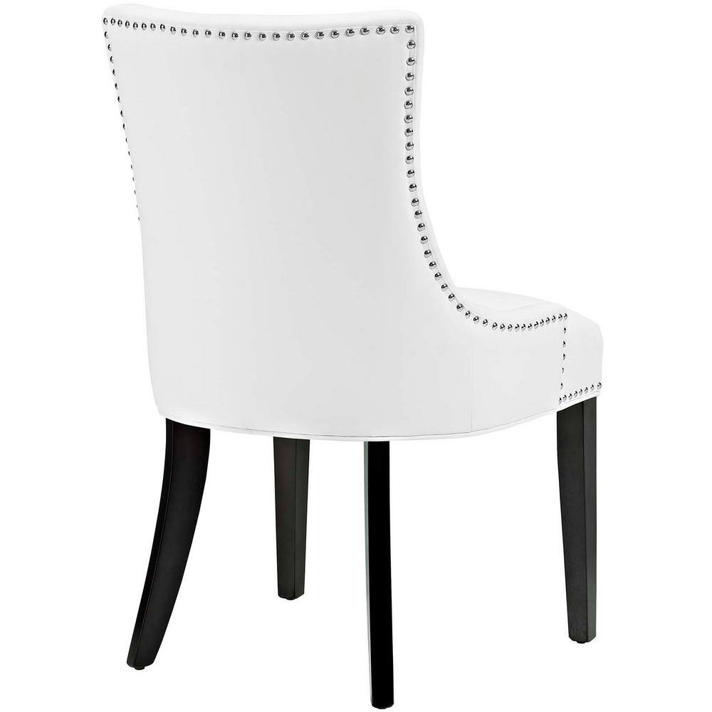 Elegance White Faux Leather Upholstered Side Chair with Nailhead Trim
