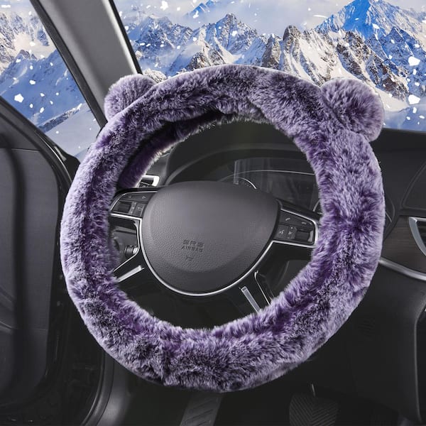 FH Group Fluffy Koala Bear Steering Wheel Cover DMFH2011PURPLE