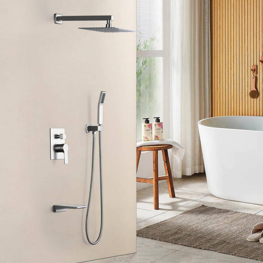 Brushed Nickel 10" Rain Shower Faucet Set with Handheld