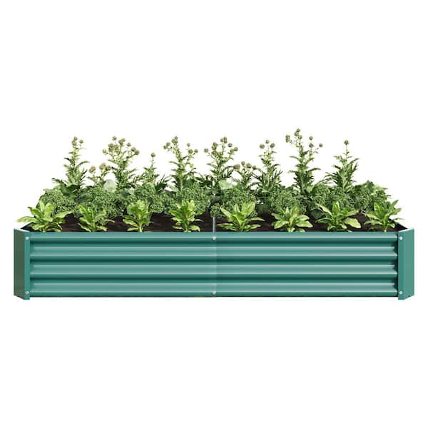 ANGELES HOME 70.87 in. x 35.83 in. x 11.81 in. Green Metal Galvanized Raised Garden Bed with Open-Ended Base