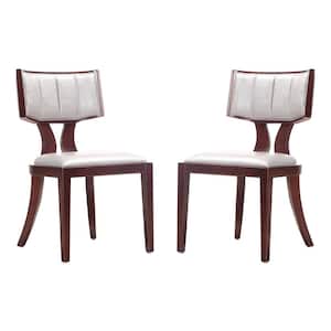 Pulitzer Silver and Walnut Faux Leather Dining Chair (Set of 2)