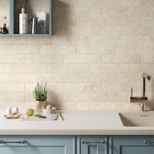 Slate Ivory 3 in. x 12 in. Stone Look Porcelain Floor and Wall Tile (3.39 sq. ft./Case)