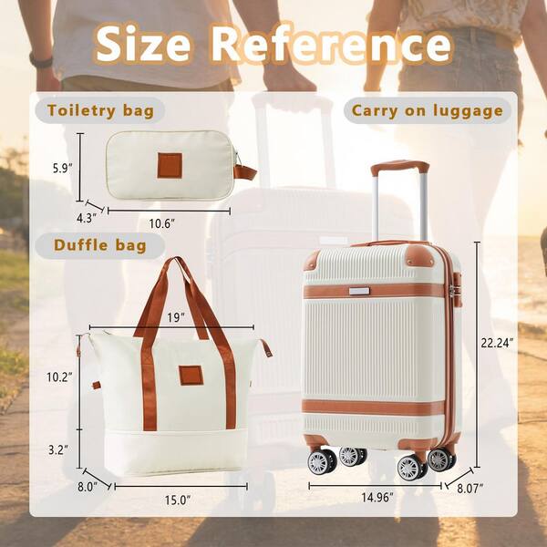 LIVACA 3-Piece Cream Lightweight ABS Plastic Hardshell Spinner TSA