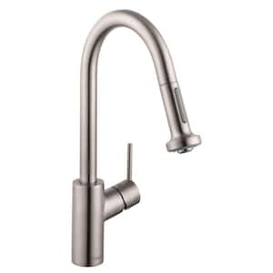 Talis S² Single-Handle Pull Down Sprayer Kitchen Faucet with QuickClean in Stainless Steel Optic