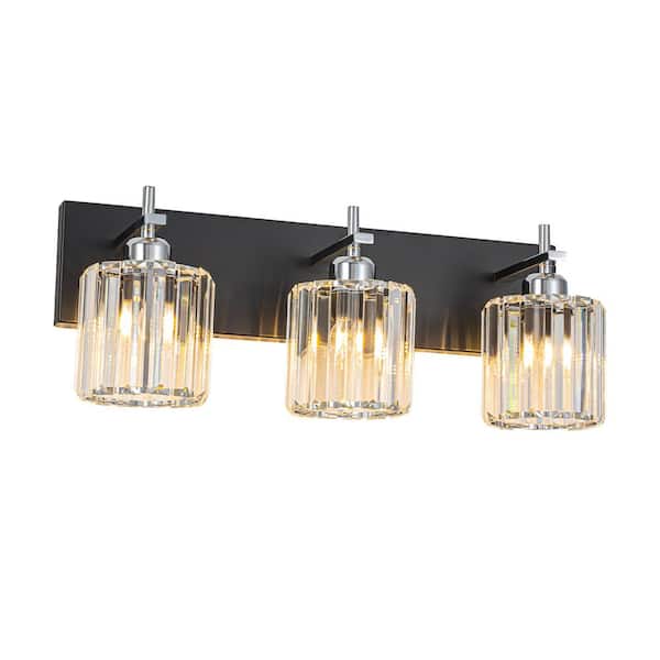 EDISLIVE Orillia 20.47 in. 3Light Black Chrome Bathroom Vanity Light