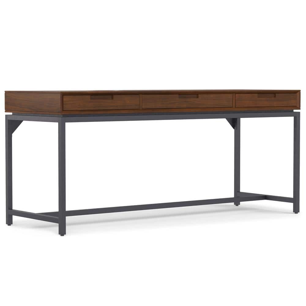 Walnut Veneer Executive Desk with Drawer and Keyboard Tray