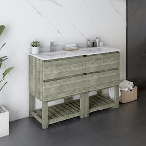 Formosa 48 in. W x 20 in. D x 35 in. H Bath Vanity in Sage Gray with Vanity Top in White, 2-White Sinks