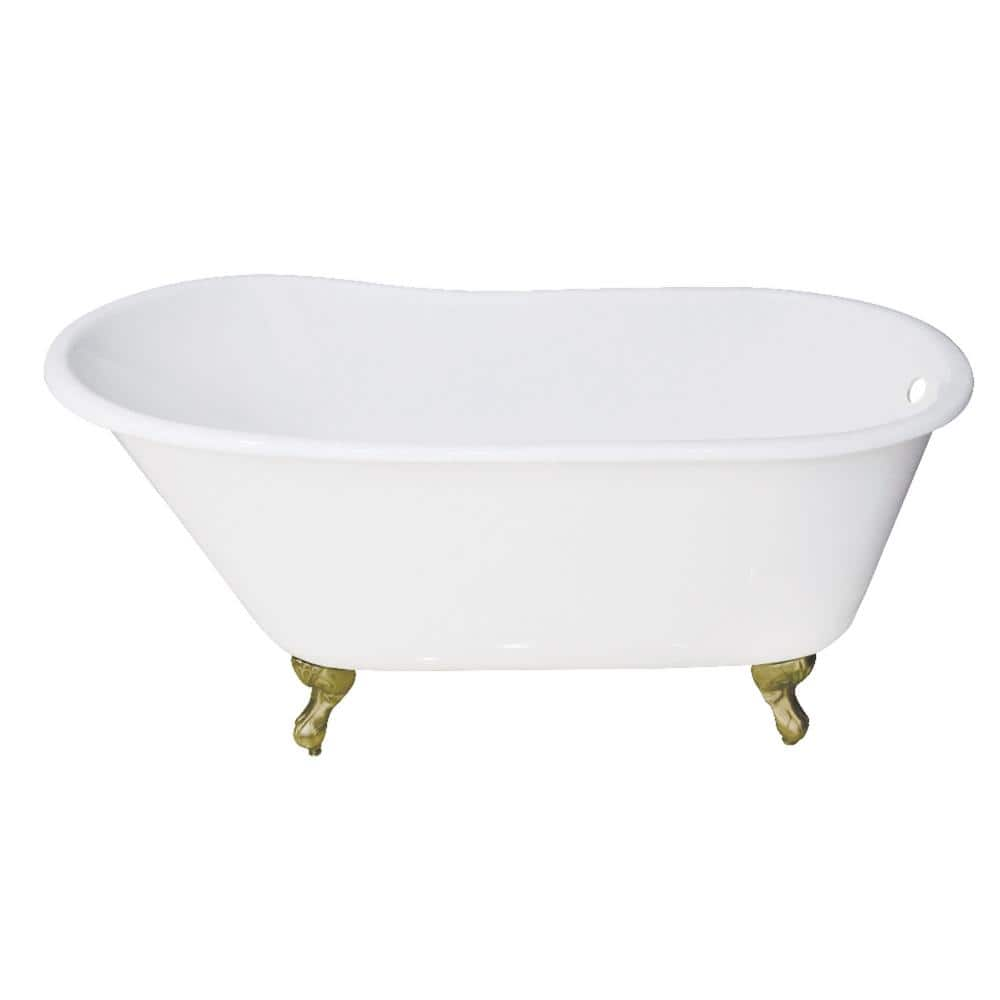 Kingston Brass Aqua Eden 53 in. x 28 in. Cast Iron Clawfoot Soaking ...