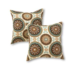 Spray Medallion Square Outdoor Throw Pillow (2-Pack)