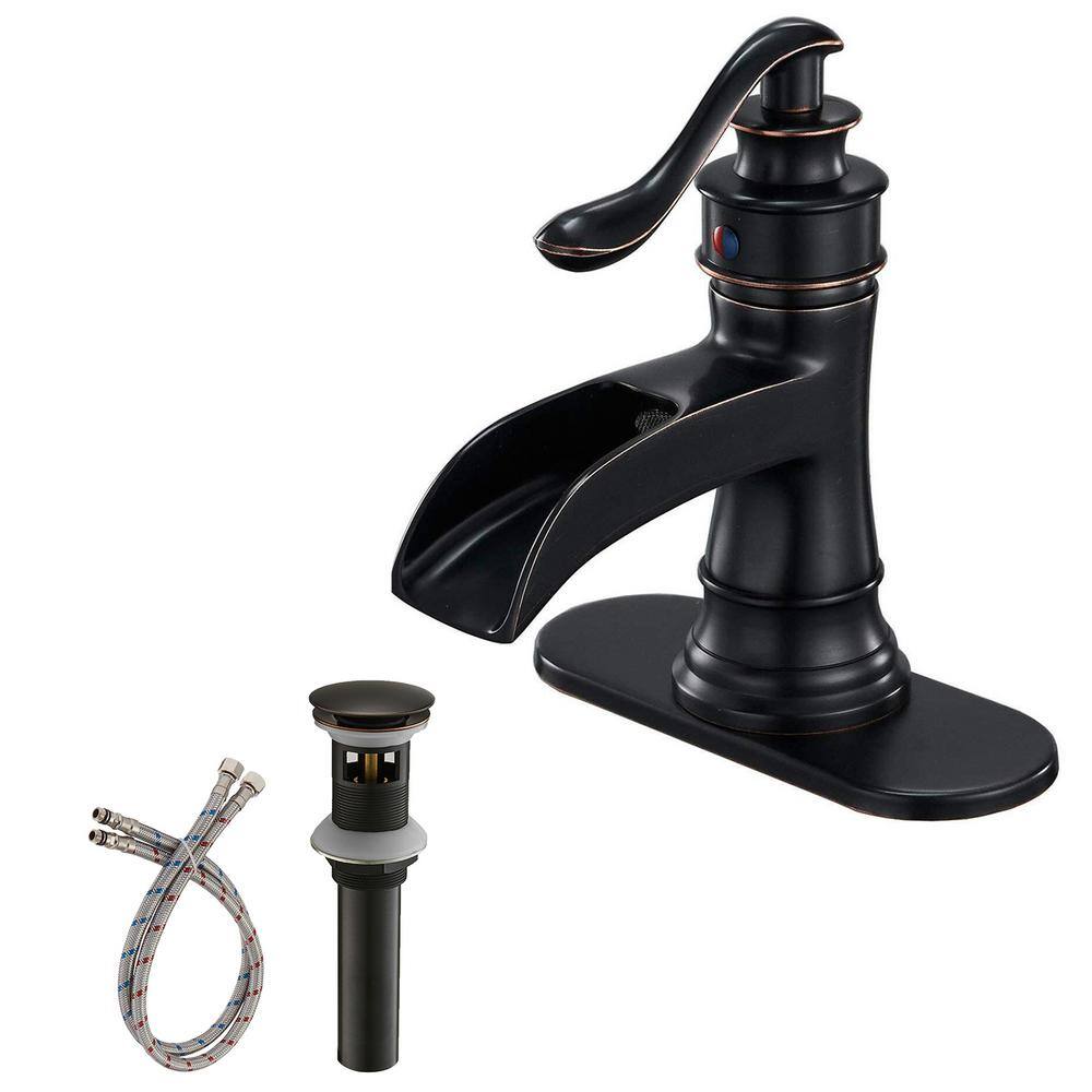 Oil Rubbed Bronze Single Handle Bathroom Faucet with Drain Kit