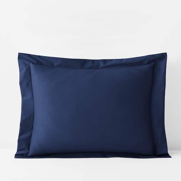 The Company Store Company Cotton Blue Sapphire Solid 300-Thread Count Wrinkle-Free Sateen Single Standard Sham