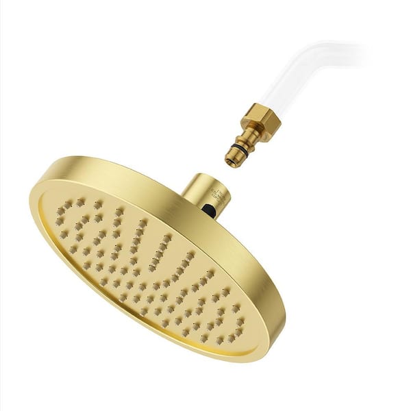 Universal 1-Spray Patterns with 1.75 GPM 7 in. Wall Mount Fixed Shower Head in Brushed Gold