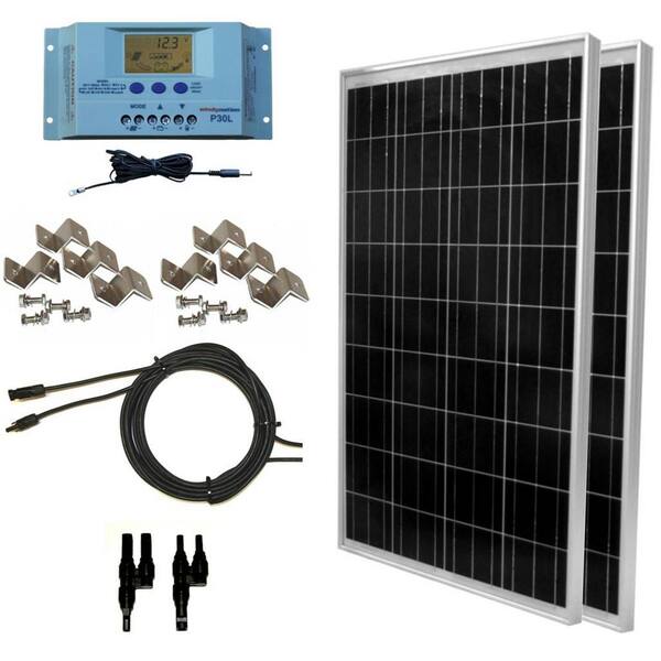 WindyNation 200-Watt Off-Grid Polycrystalline Solar Panel Kit with LCD Controller