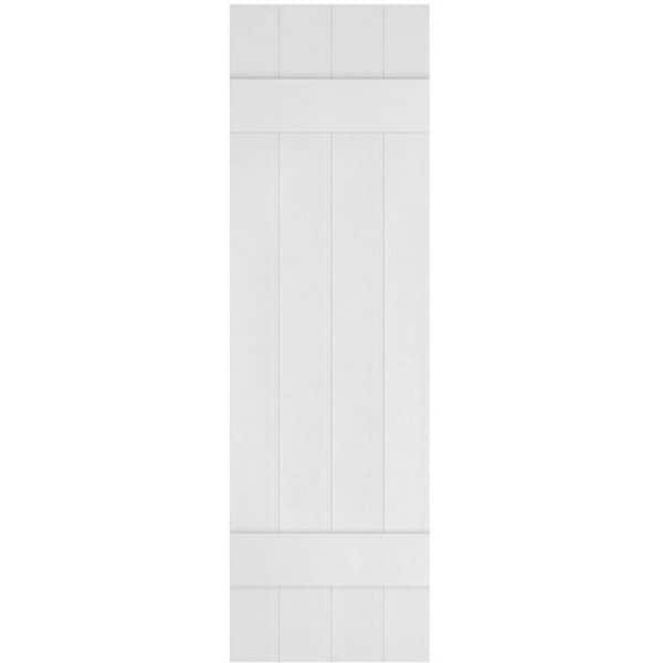 Ekena Millwork 14 in. x 35 in. Lifetime Vinyl Custom Four Board Joined Board and Batten Shutters Pair White