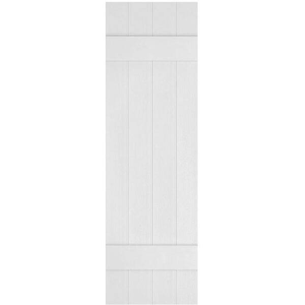 Ekena Millwork 14 in. x 51 in. Lifetime Vinyl Custom Four Board Joined Board and Batten Shutters Pair White