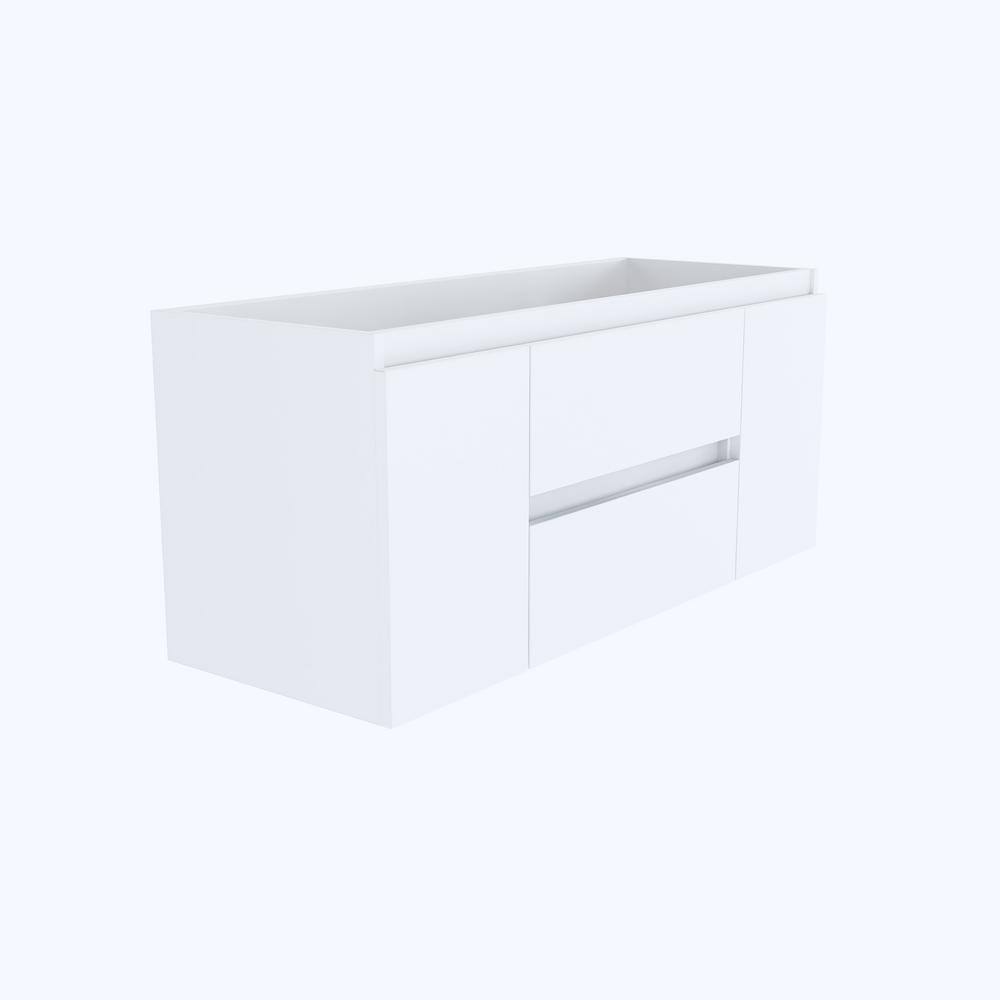 White Wall-Mounted Floating Bathroom Vanity with Ceramic Porcelain Countertop