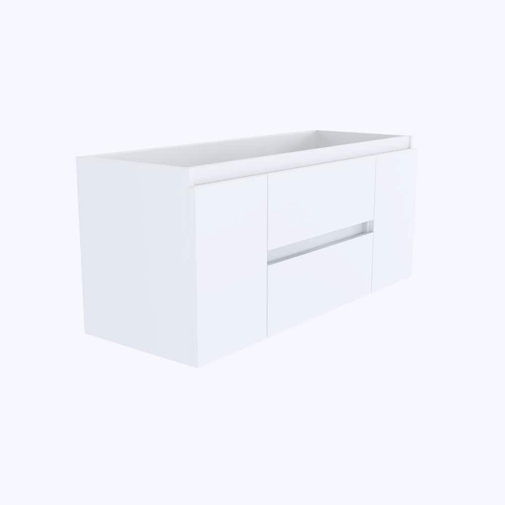White 48" Wall-Mounted Floating Bathroom Vanity with Ceramic Top