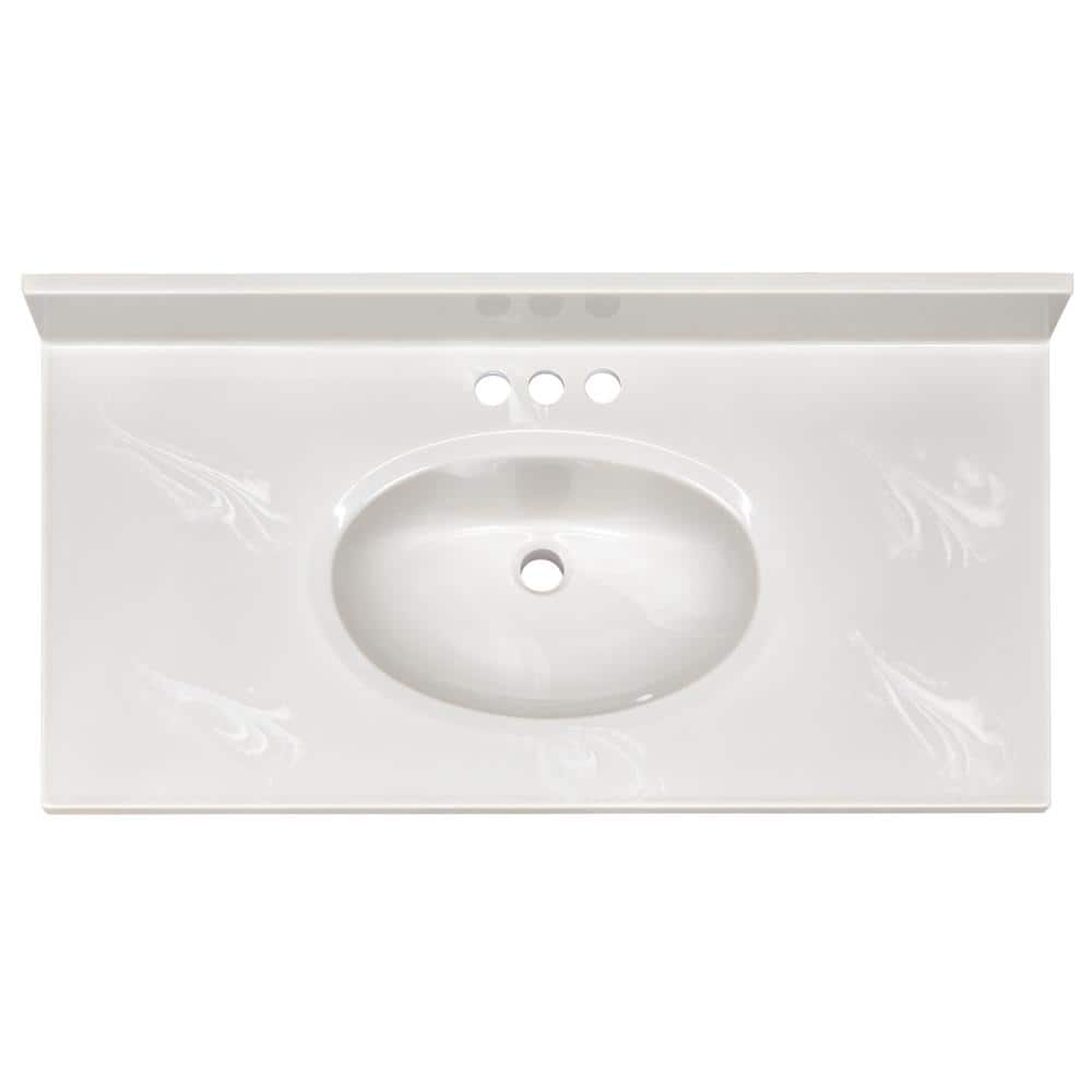 Ivory Swirl 37-Inch Cultured Marble Vanity Top with Integrated Backsplash