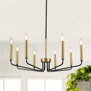 8-Light Black and Bronze Candlestick Hanging Island Linear Chandelier Lighting for Kitchen Island