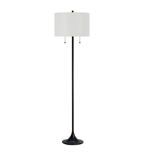 Fangio Lighting 66" Black Metal Column Floor Lamp in Black with Designer Shade