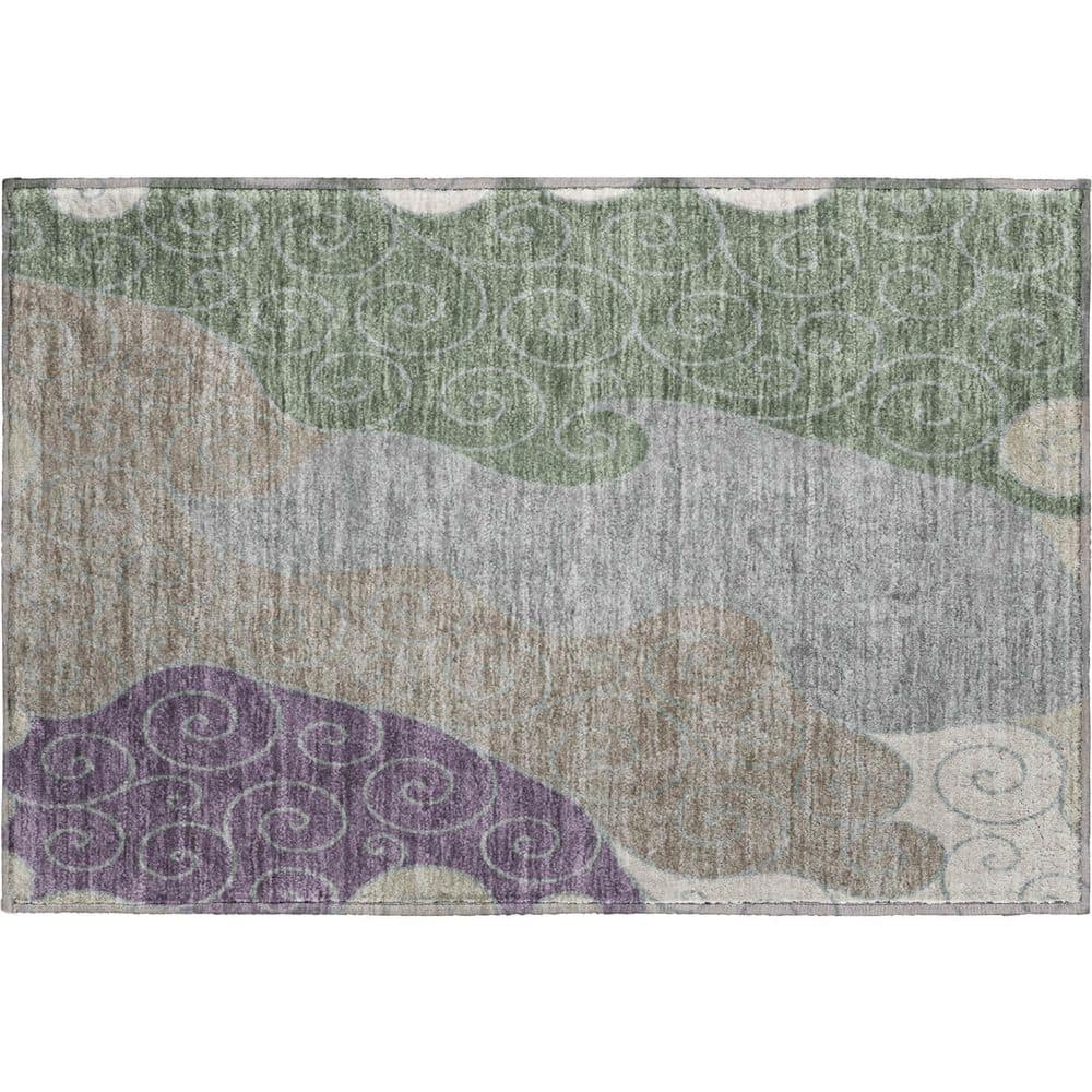 Mayfield Premium Machine Washable Abstract AMF2464 Pewter 3 ft. x 4 ft. Area Rug price history on PriceWatchPro
