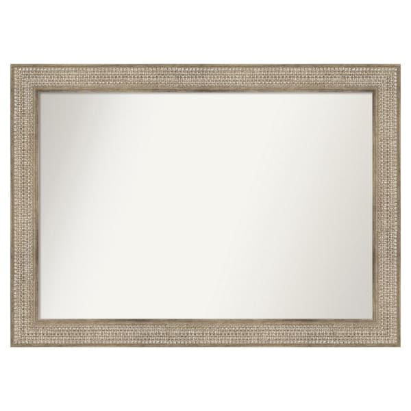 Amanti Art Trellis Silver 44 in. x 32 in. Custom Non-Beveled Wood Framed Bathroom Vanity Wall Mirror