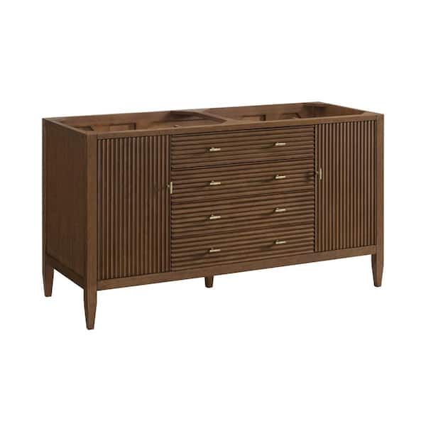 Myrrin 59.88 in. W x 23.5 in. D x 32.88 in. H Double Bath Vanity Cabinet Without Top in Mid-Century Walnut