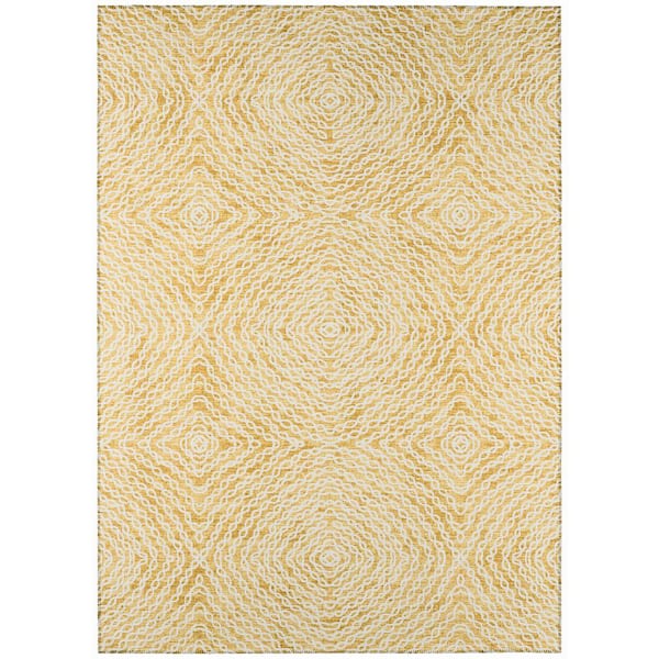 Addison Rugs Bravado Gold 5 ft. x 7 ft. 6 in. Geometric Indoor/Outdoor Washable Area Rug